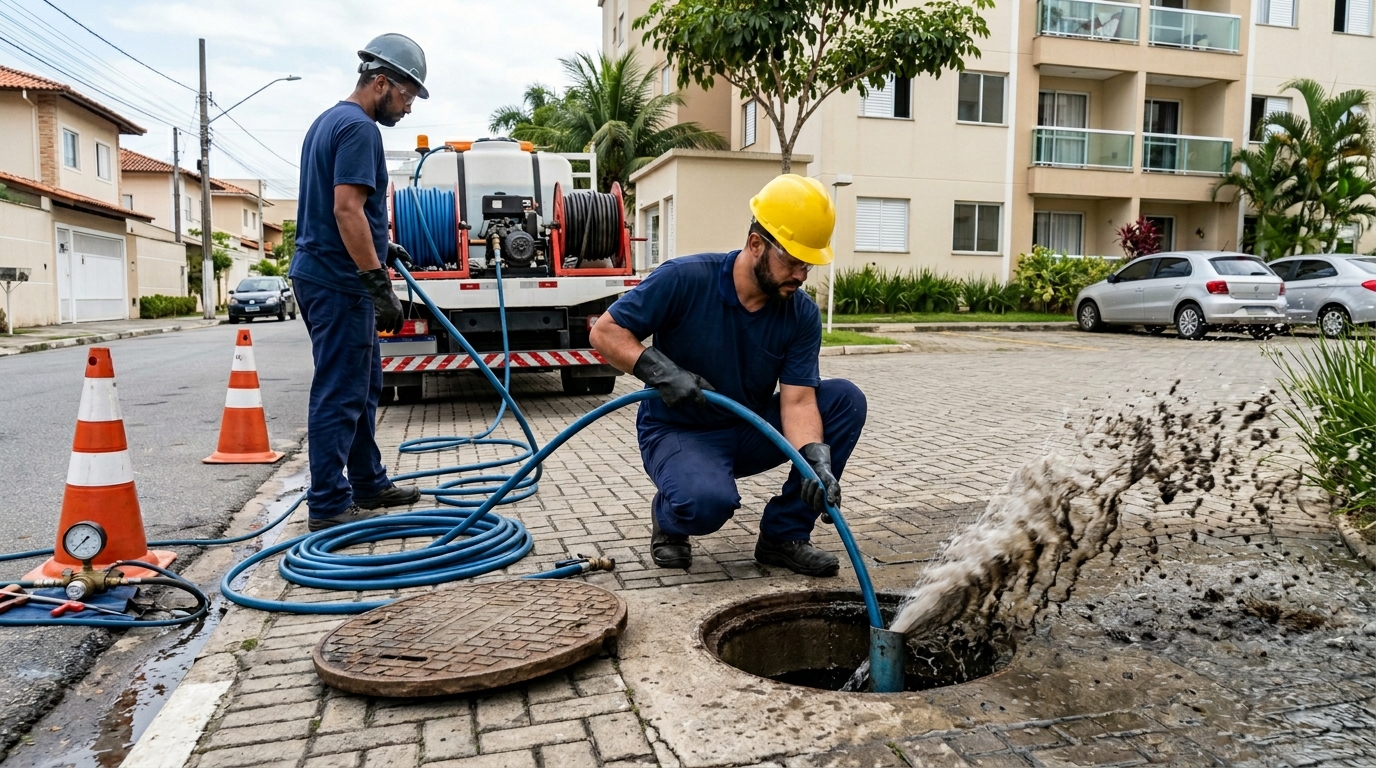Equipe de hidrojateamento em Niterói-RJ